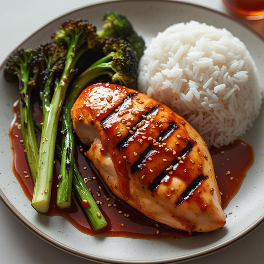 Honey Sriracha Chicken Breast with Broccolini & Rice