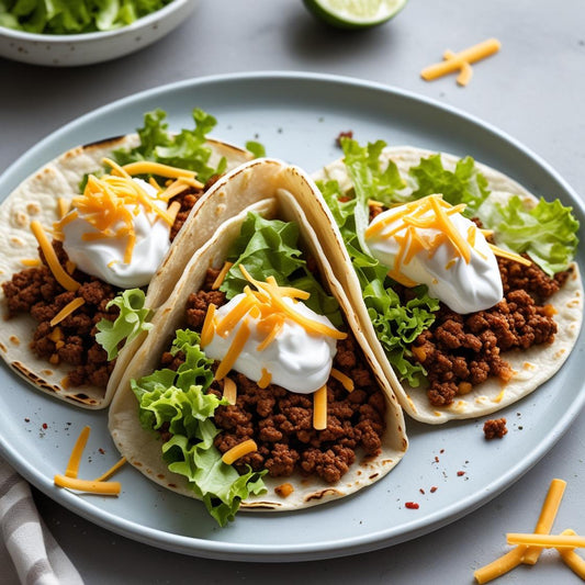 Ground Beef Tacos with Lettuce & Cheese