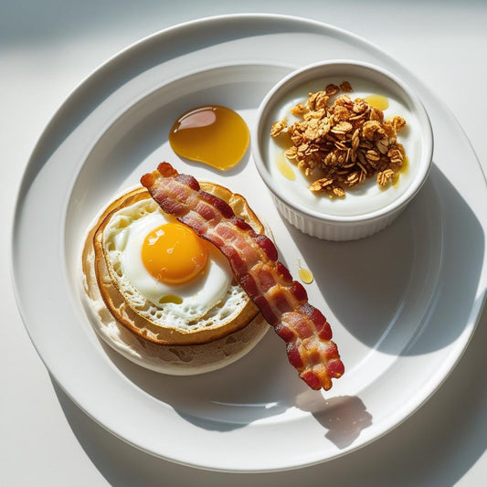 Bacon & Egg English Muffin Sandwich with Yogurt & Granola